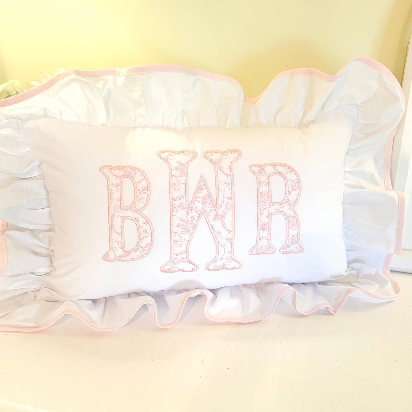 Wide Ruffle Nursery Pillow Cover