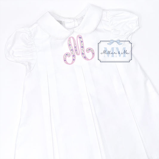 Spring Floral Monogram Pleated Dress