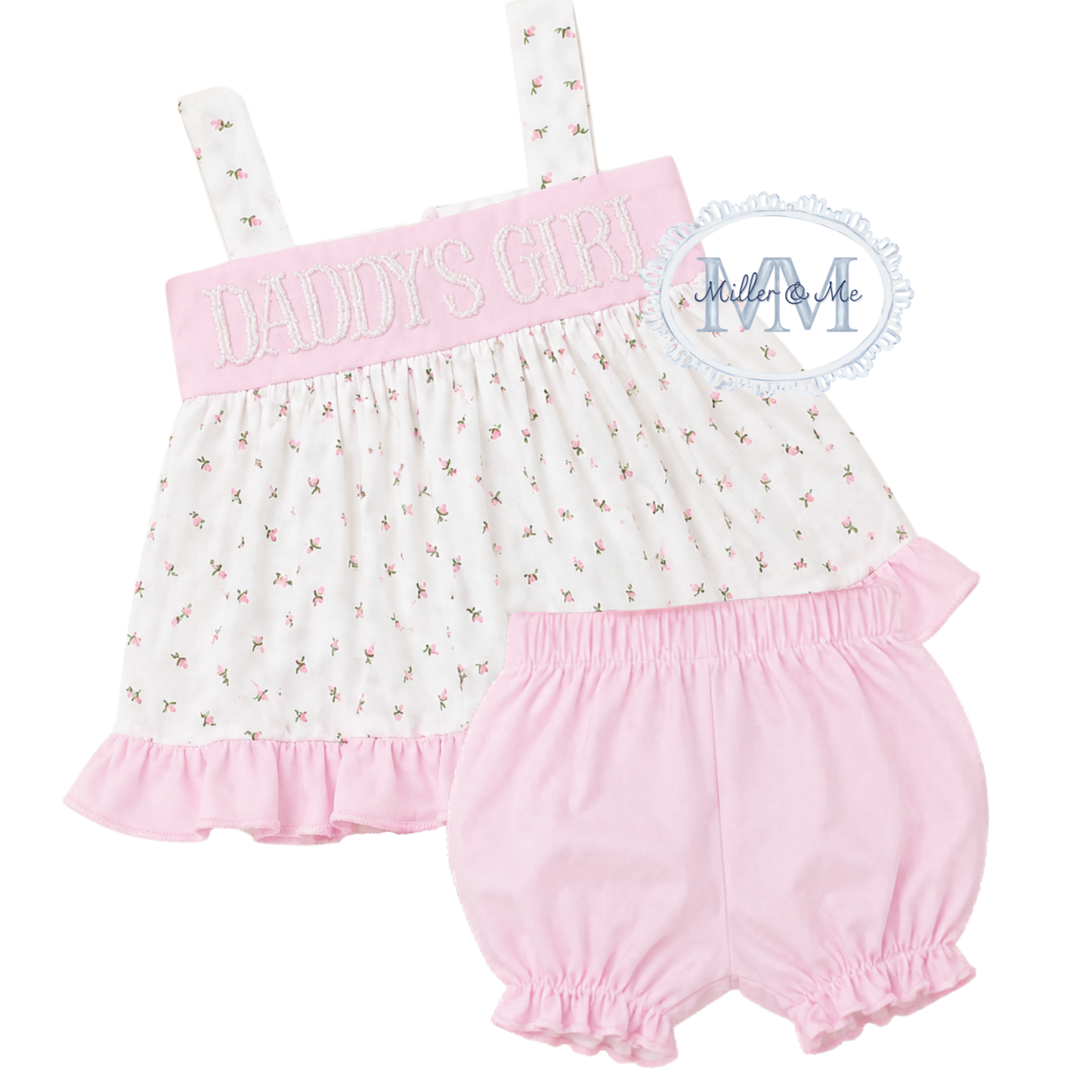 Floral French Knot Daddy's Girl Bloomer Set