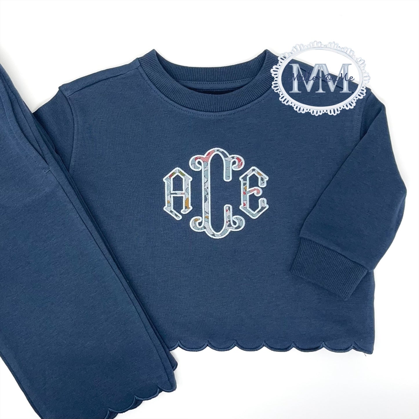 Girls Scalloped French Terry sweatshirt and pants set