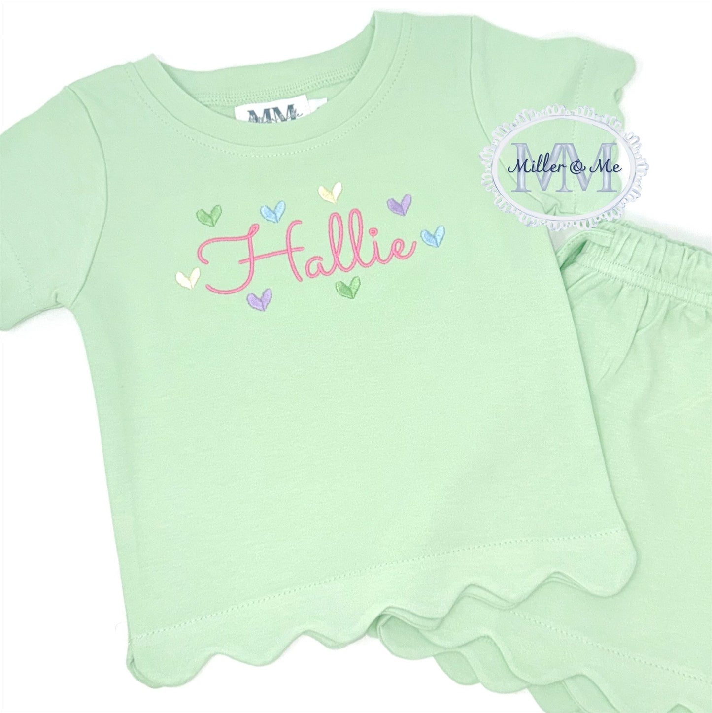 Girls Scalloped Shorts Set