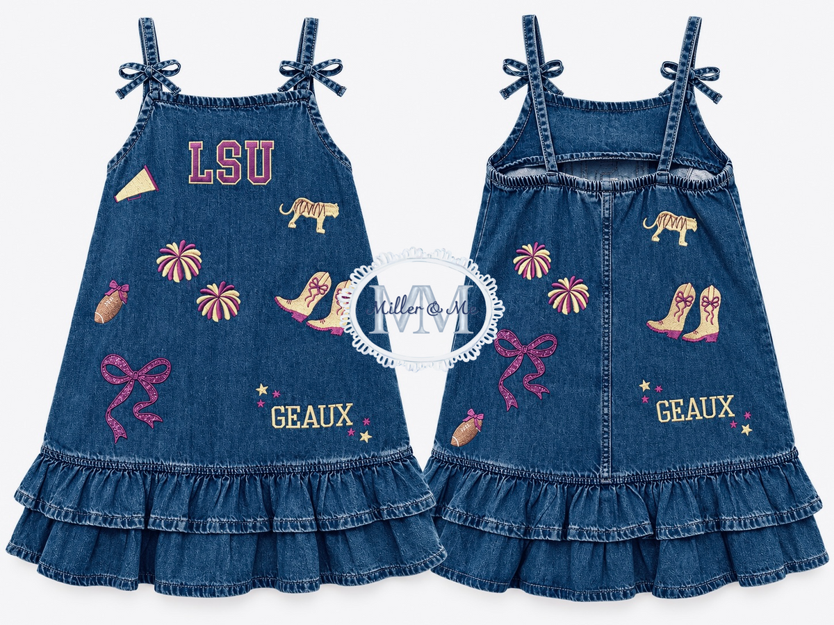Custom Game Day Denim Ruffle Dress