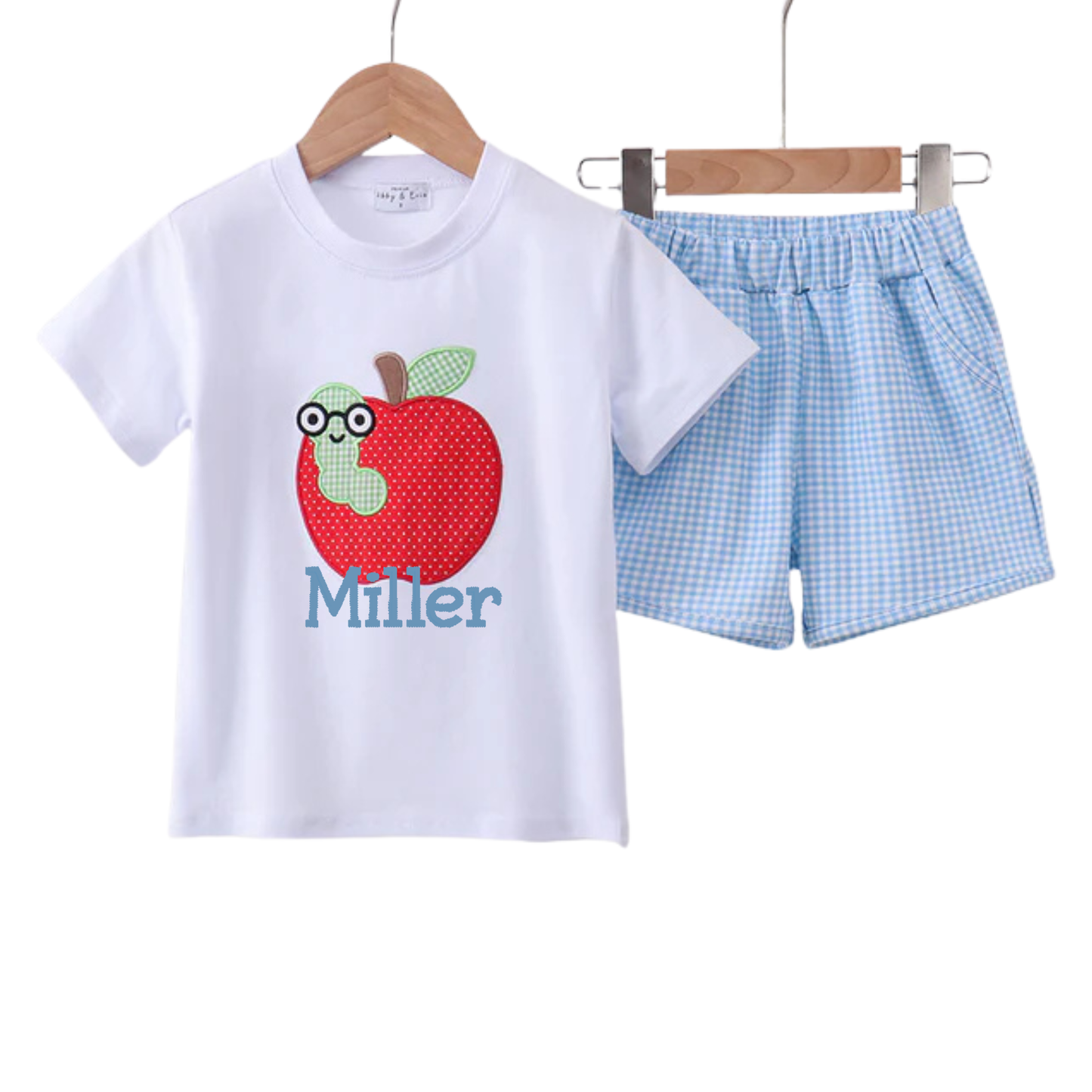 Boys Back to School Apple Shorts Set