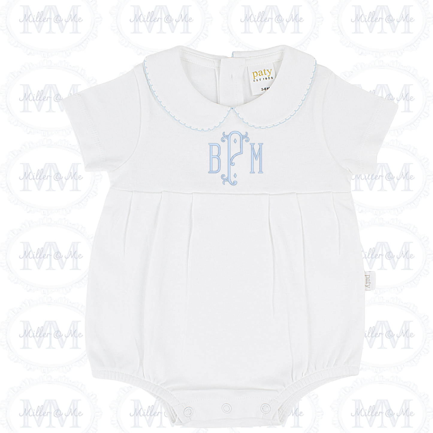 Paty Organic Cotton Onsie with Peter Pan Collar & Pleated Front
