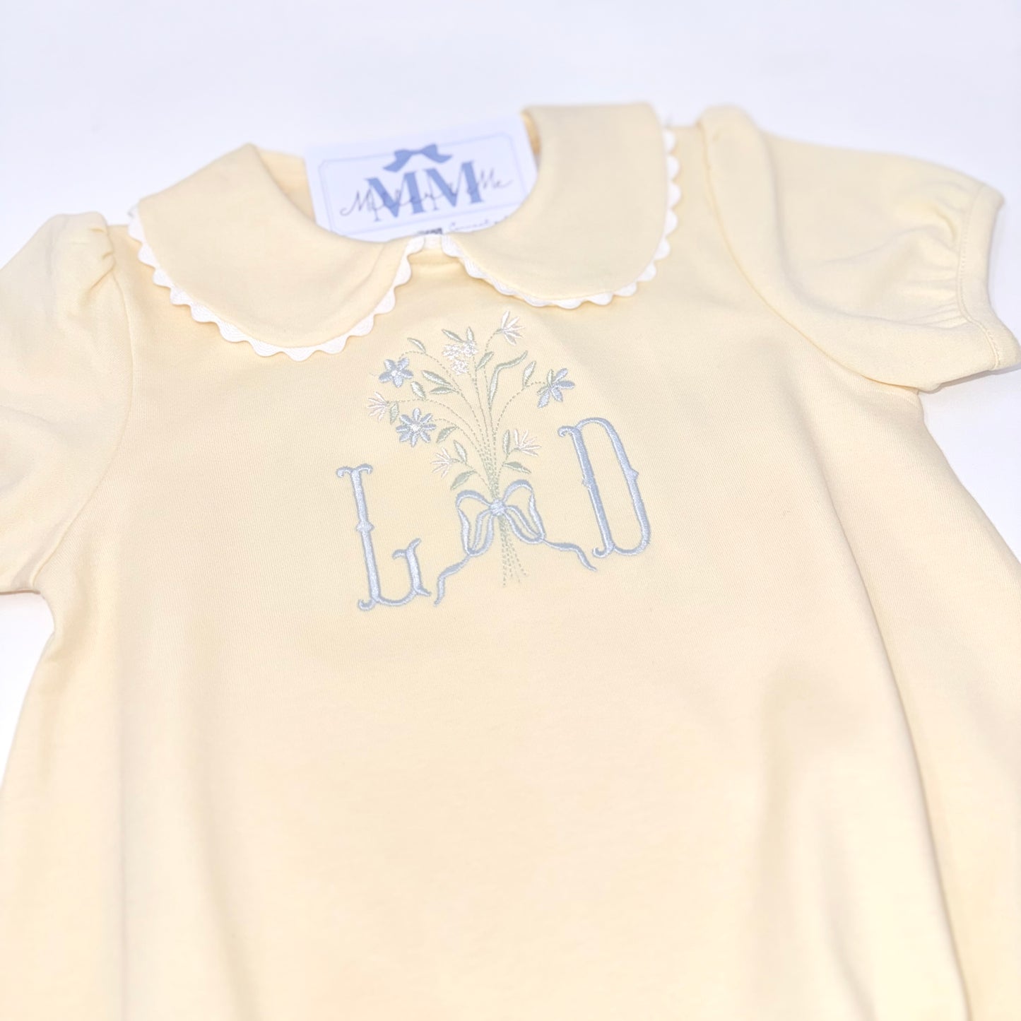 Pale Yellow Heirloom Floral Bouquet Girls Bubble