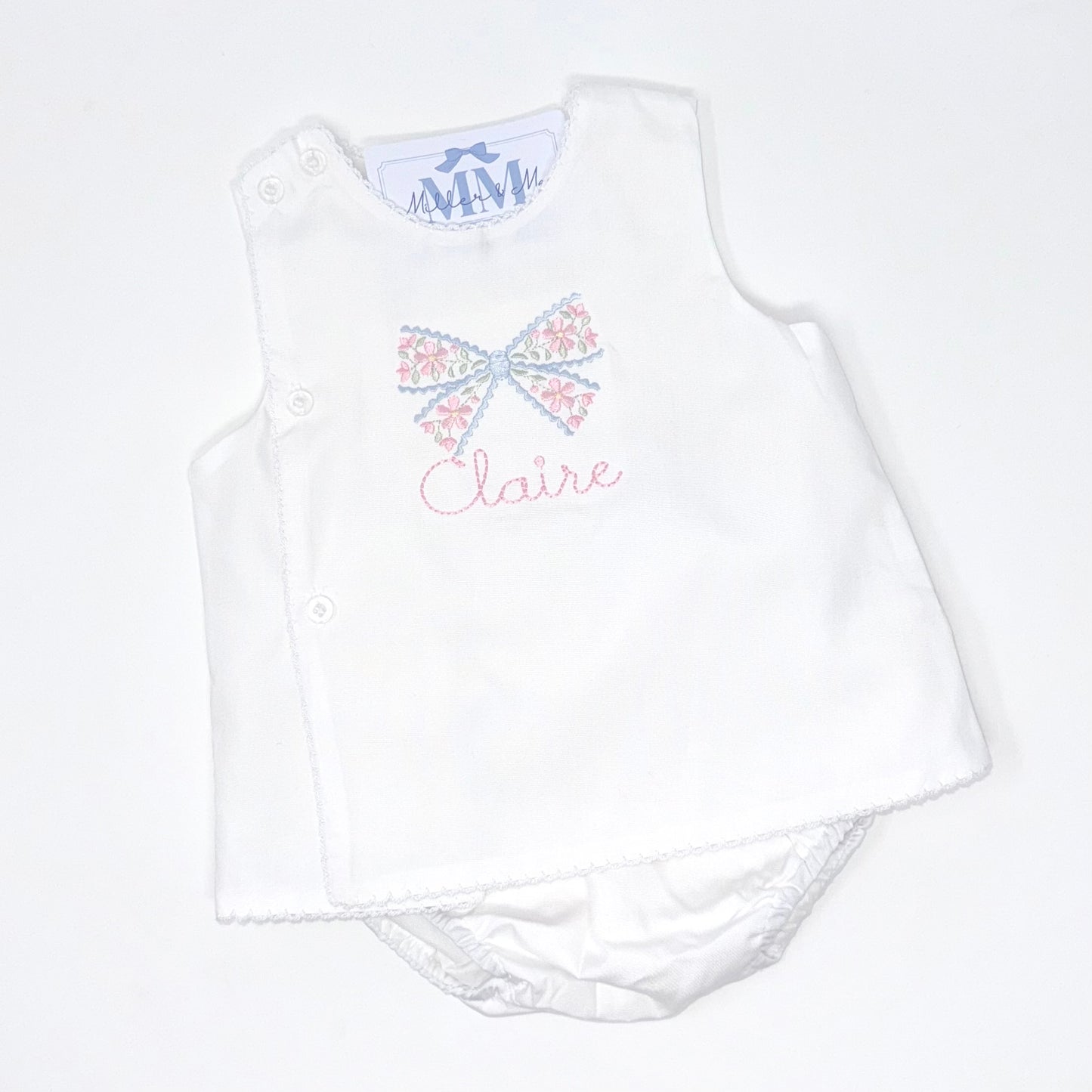 Personalized Floral Bow Diaper Set
