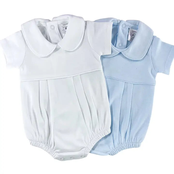 Pleated Short Sleeve Peter Pan Collar Bubble