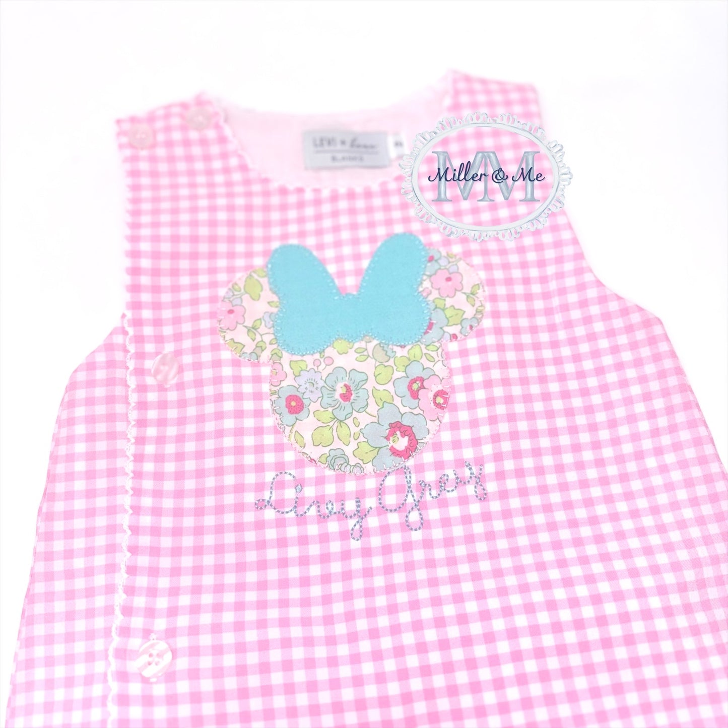 Magical mouse inspired pink gingham diaper set