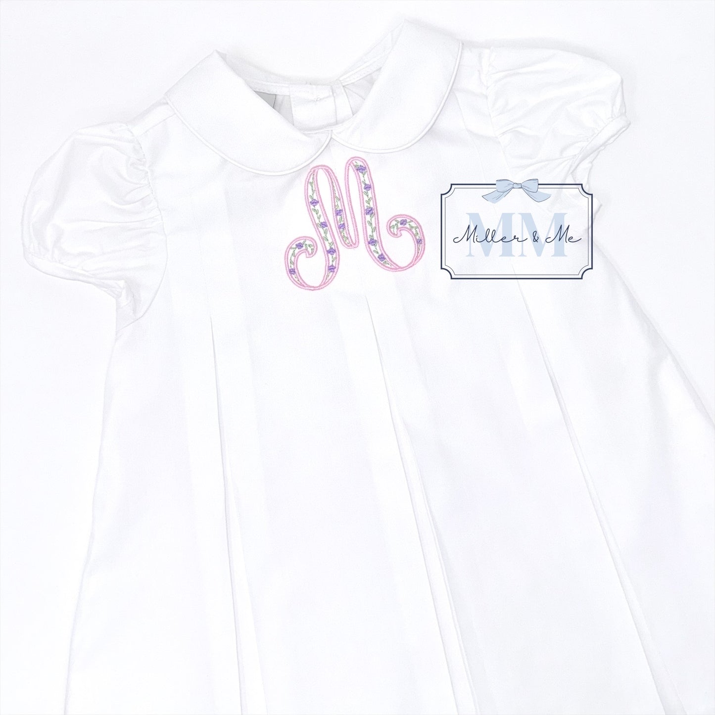 Spring Floral Monogram Pleated Dress