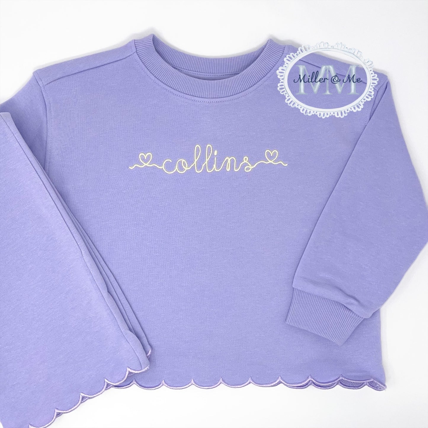 Girls Scalloped French Terry sweatshirt and pants set