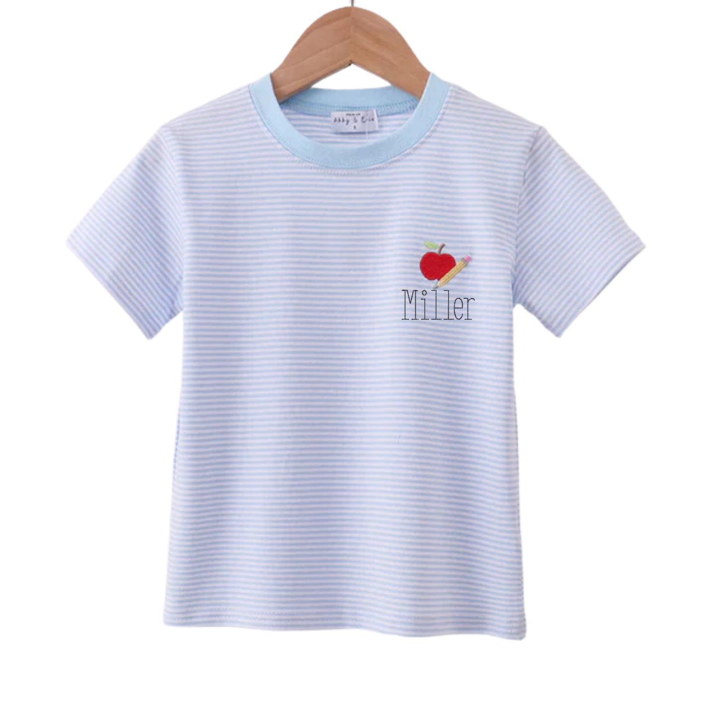 Unisex Blue Stripe Back to School Apple Pencil Shirt