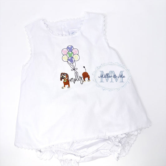 Inspired slinky dog swing back diaper set