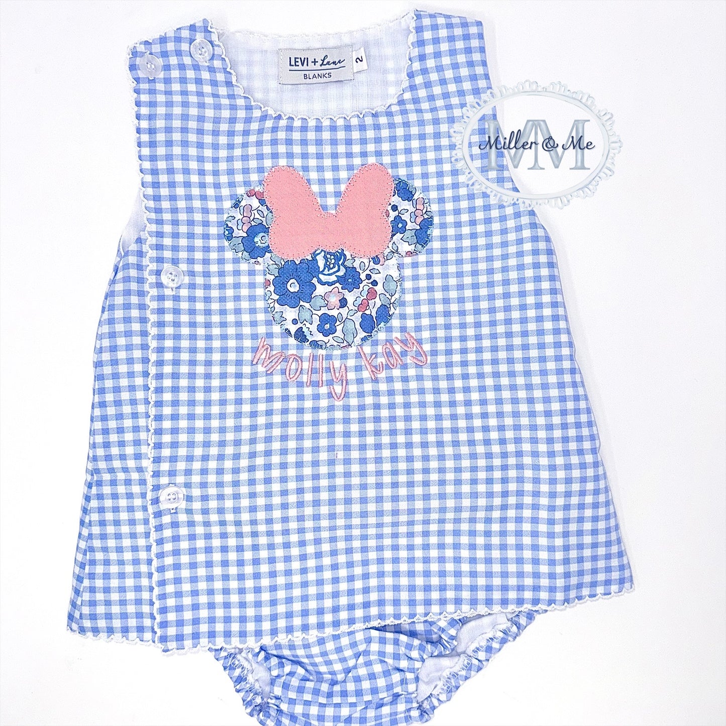 Mouse inspired gingham diaper set
