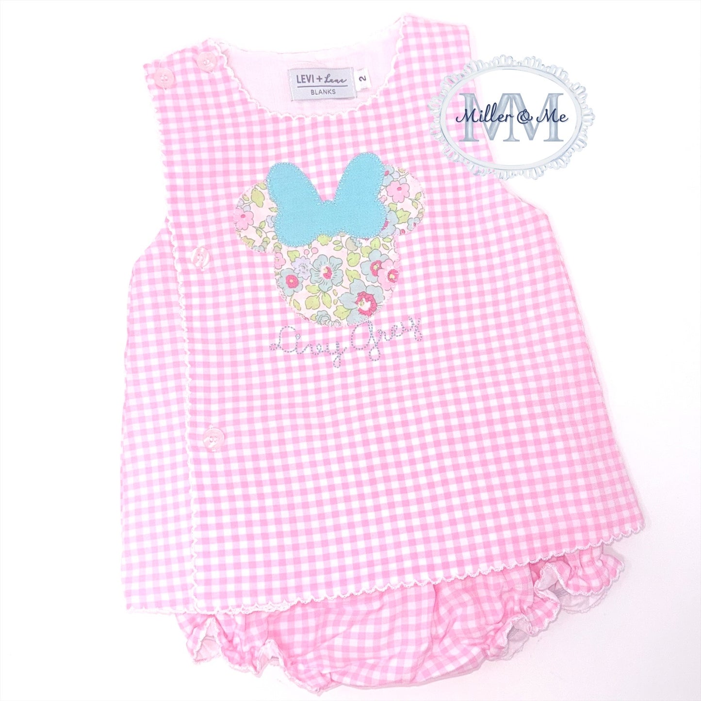Magical mouse inspired pink gingham diaper set