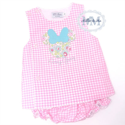 Magical mouse inspired pink gingham diaper set