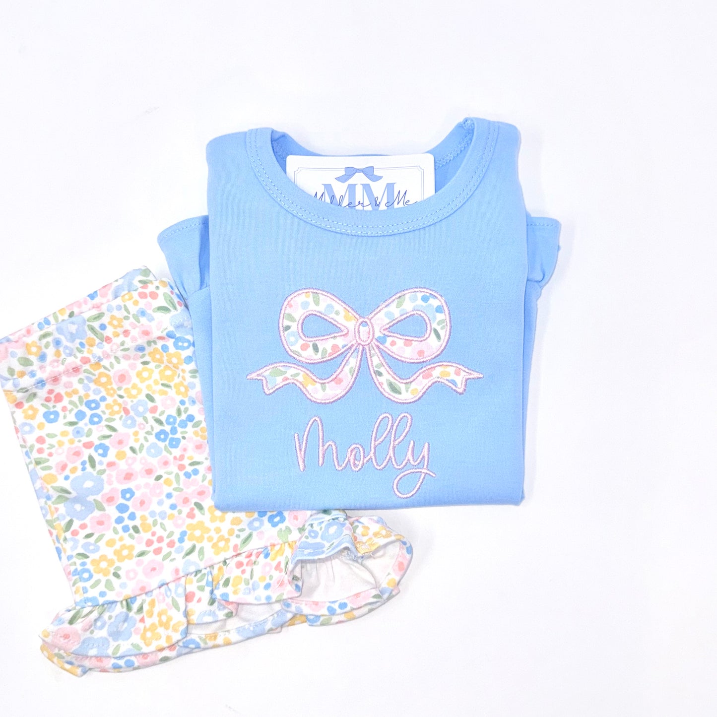 Girls Applique Bow Personalized Shirt