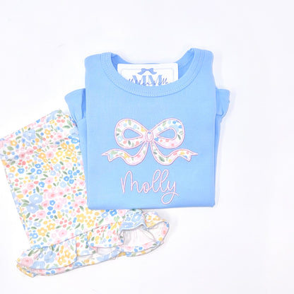 Girls Applique Bow Personalized Shirt