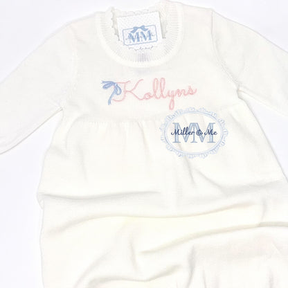 Cream Knit Baby Gown