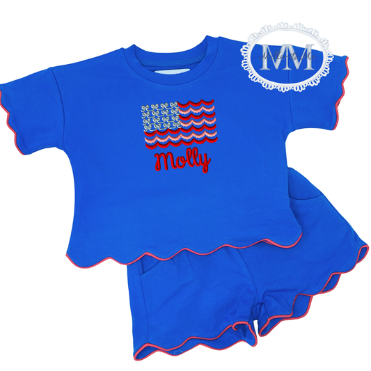 Girls Scalloped Patriotic Set