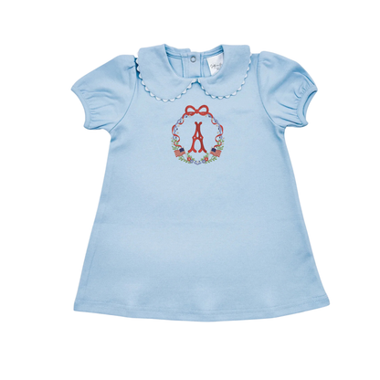 Patriotic Short Sleeve Girls Dress with Ric Rac Trimmed Collar