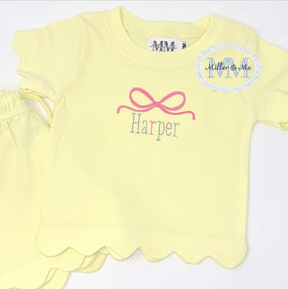 Girls Scalloped Shorts Set