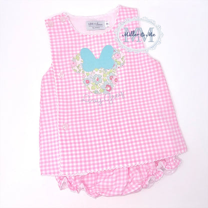 Magical mouse inspired pink gingham diaper set