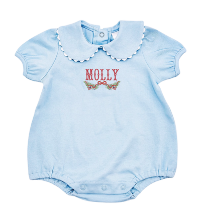 Patriotic Short Sleeve Bubble for Girls with Ric Rac Trimmed Collar