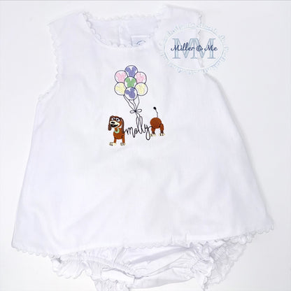 Inspired slinky dog swing back diaper set