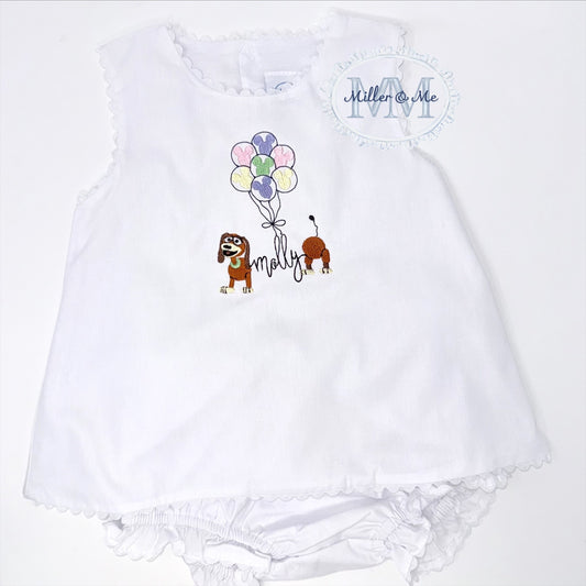Inspired slinky dog swing back diaper set