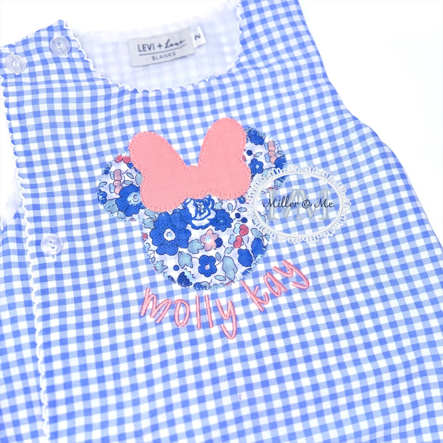 Mouse inspired gingham diaper set