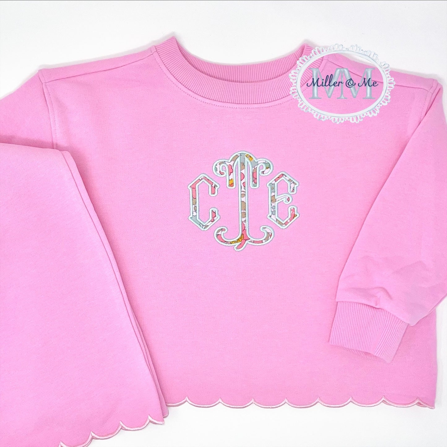 Girls Scalloped French Terry sweatshirt and pants set