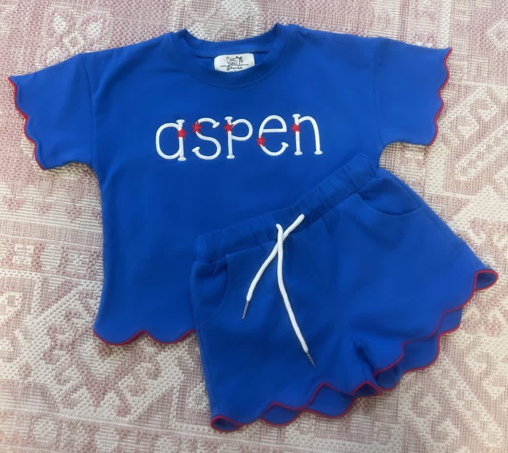 Girls Scalloped Patriotic Set