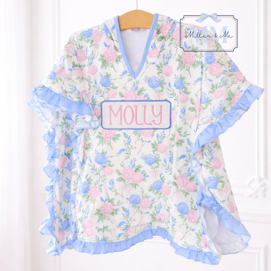 Girls personalized floral swim coverup