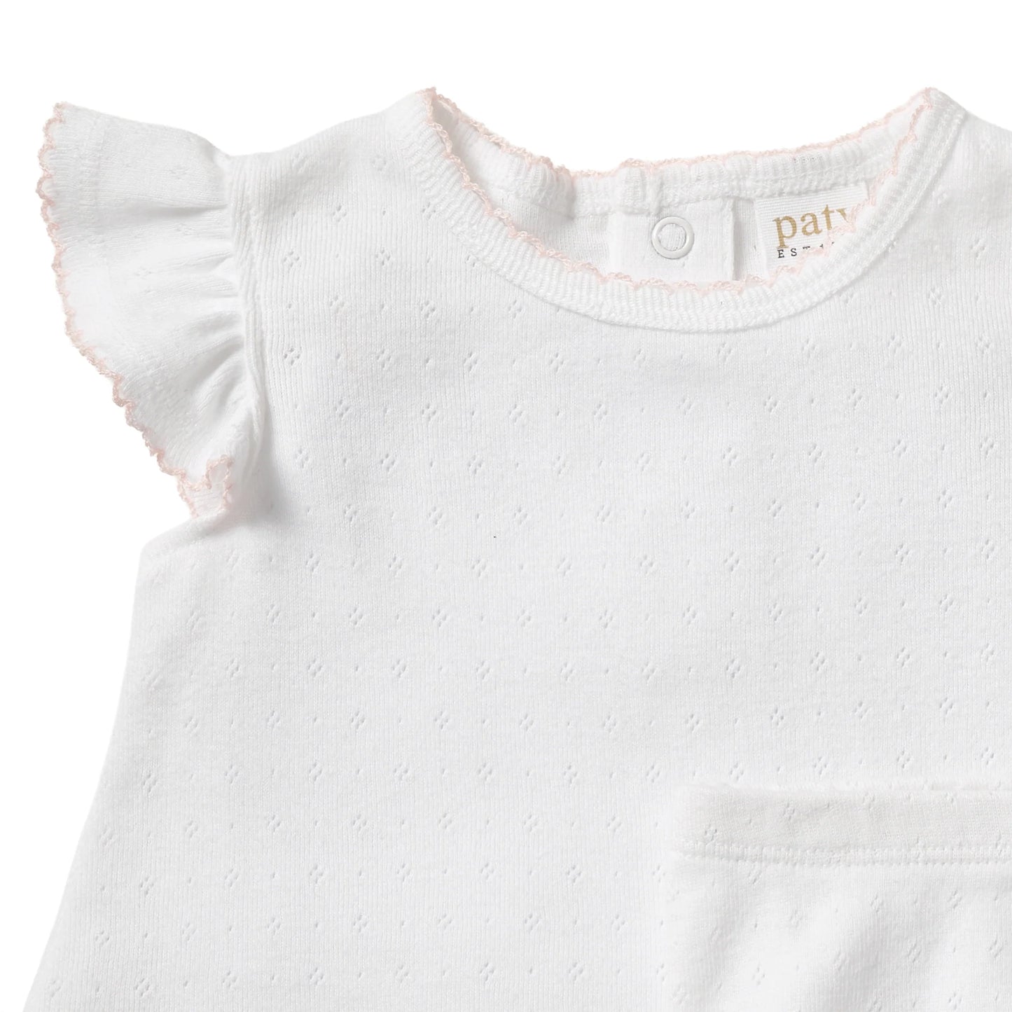 Paty Organic Cotton Pointelle Diaper Set with Flutter Sleeves
