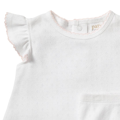 Paty Organic Cotton Pointelle Diaper Set with Flutter Sleeves