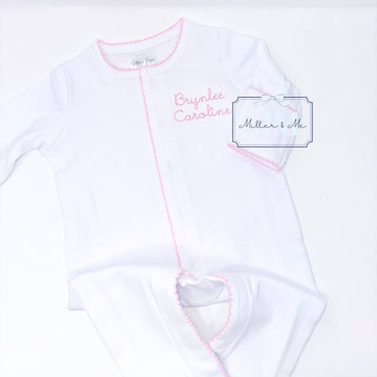 Picot Trim Button Down Baby Footie