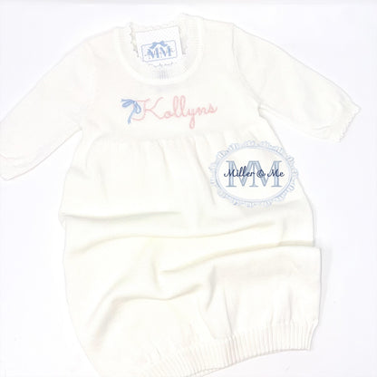 Cream Knit Baby Gown