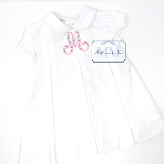 Spring Floral Monogram Pleated Dress