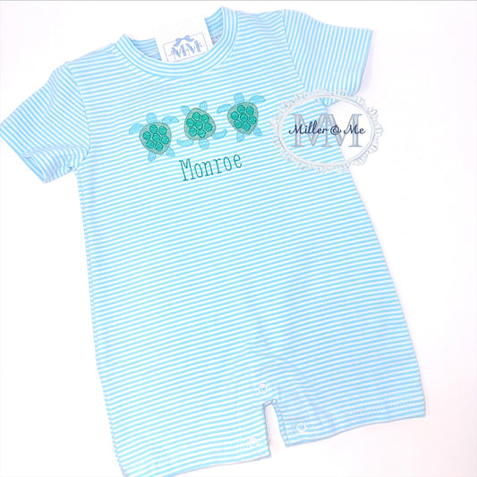 Boys Sea Turtle Personalized Romper