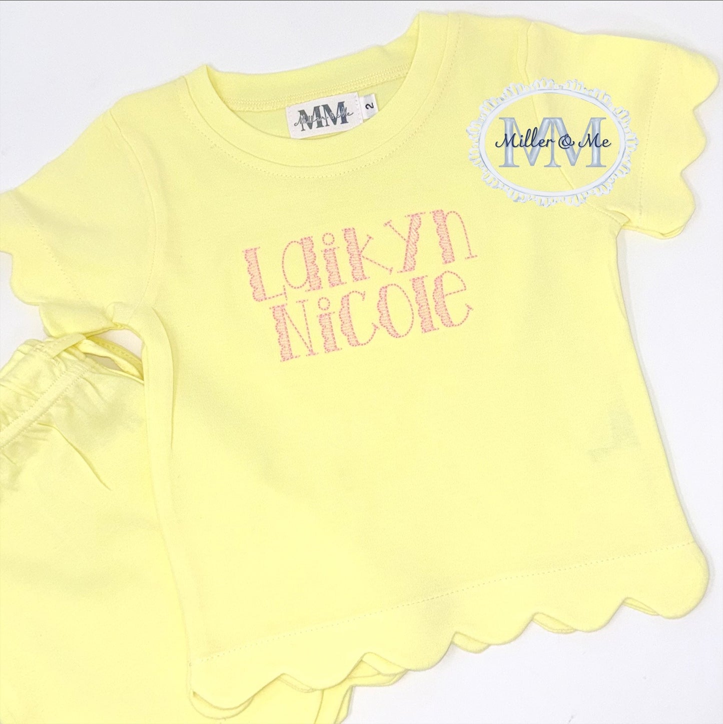 Girls Scalloped Shorts Set