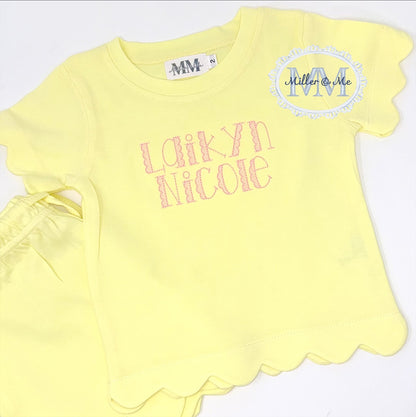 Girls Scalloped Shorts Set