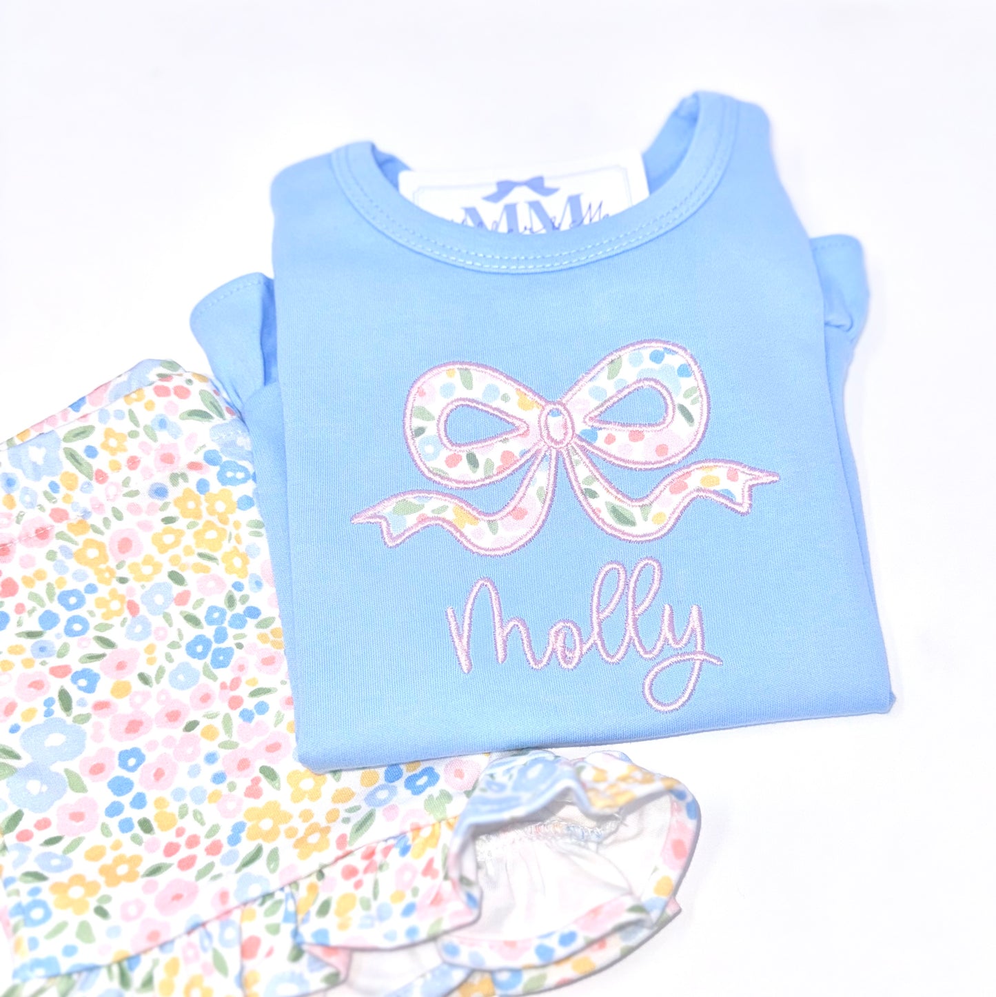 Girls Applique Bow Personalized Shirt