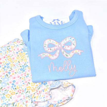 Girls Applique Bow Personalized Shirt