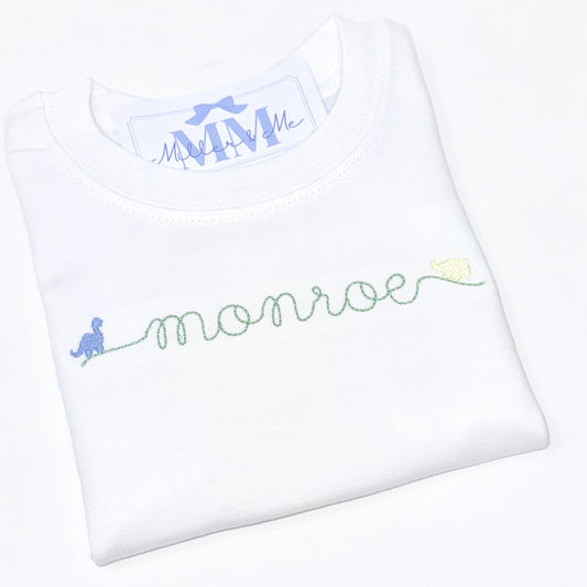 Boys Personalized Dino Font Shirt