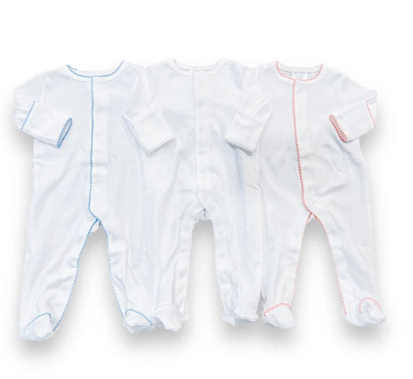 Picot Trim Button Down Baby Footie