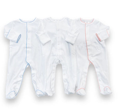 Picot Trim Button Down Baby Footie
