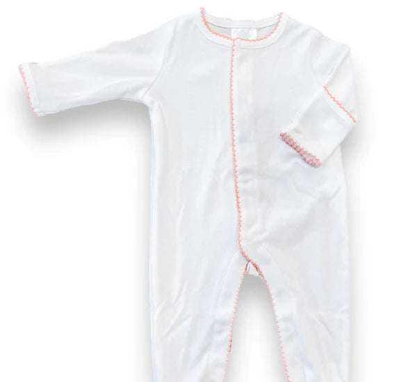Picot Trim Button Down Baby Footie