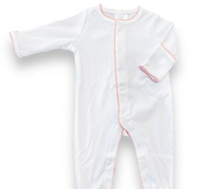 Picot Trim Button Down Baby Footie