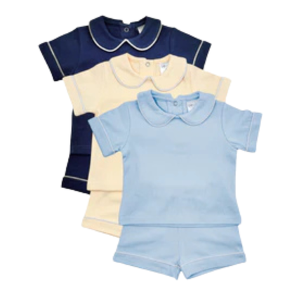 Boys Back to School Bookends Monogram Peter Pan Collar Shorts Set