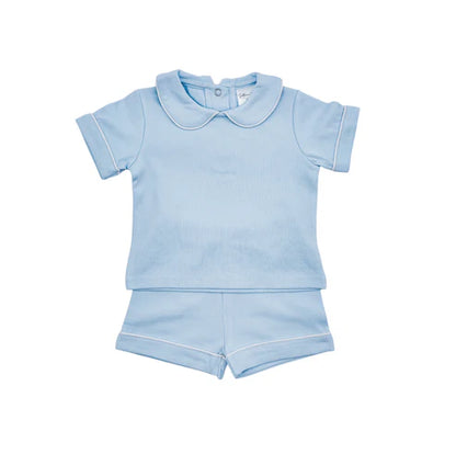 Boys Peter Pan Collar Piping Edge Shorts Set